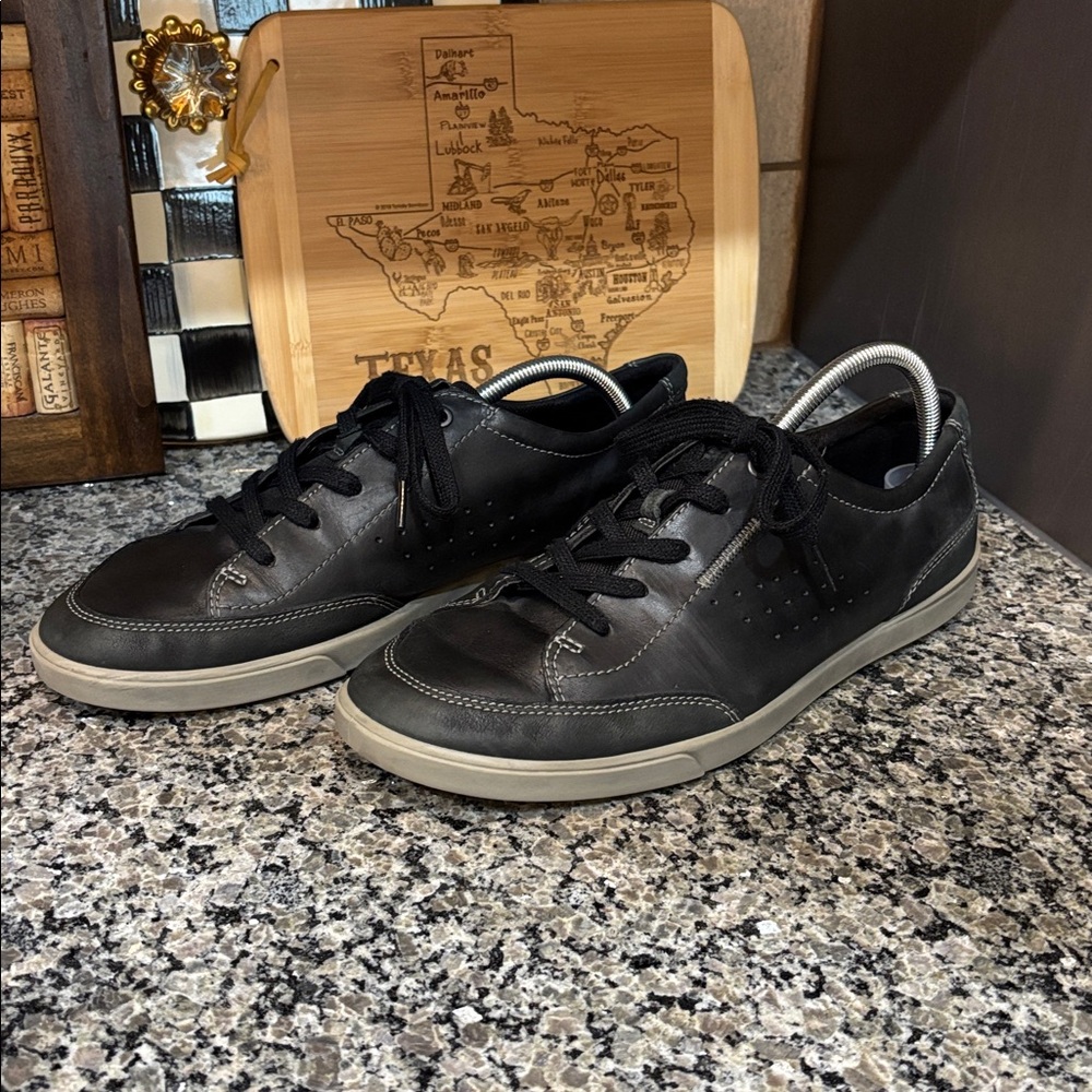 Ecco Collin Black Leather Casual Sneakers Size 44 - Picture 2 of 11
